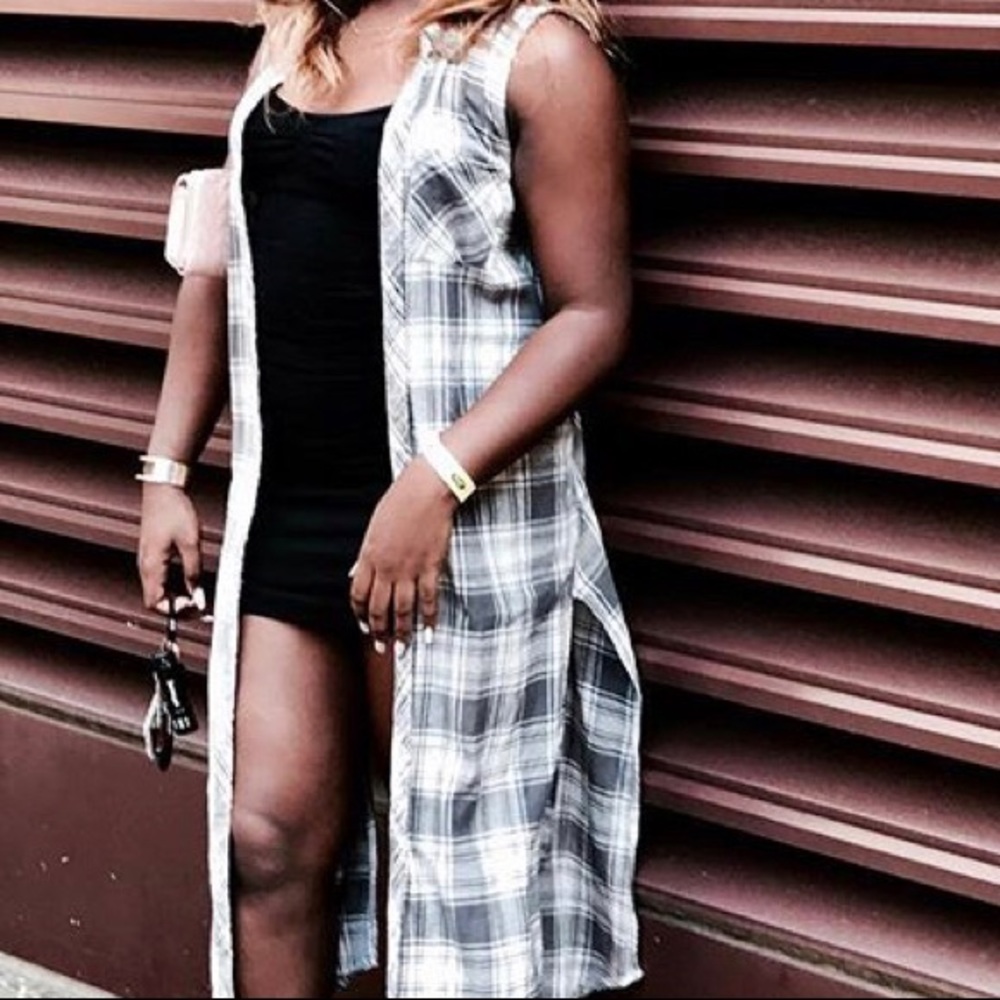 Long White and Grey Vest